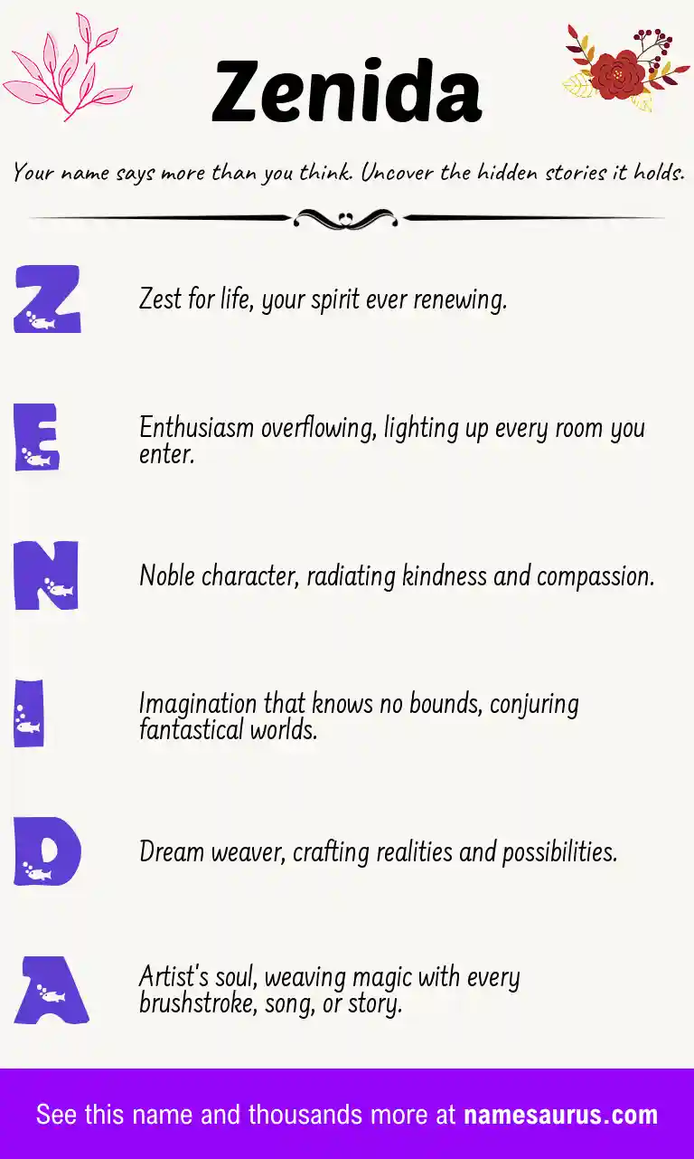 Acrostic poem about Zenida.