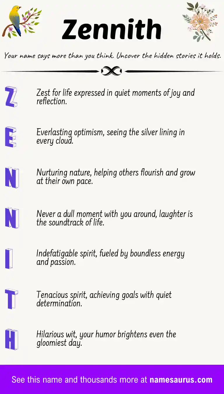 Acrostic poem about Zennith.