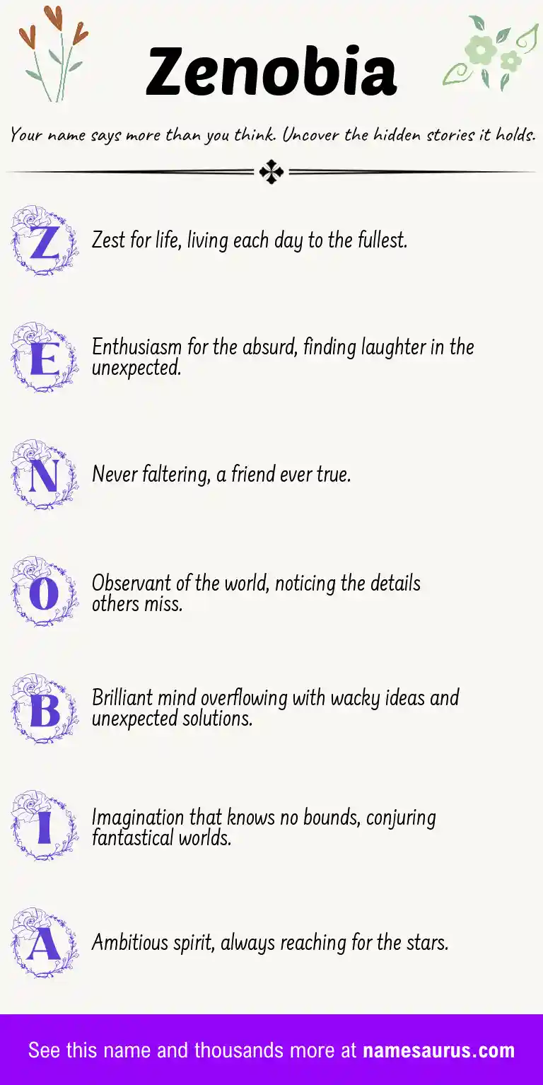 Acrostic poem about Zenobia.