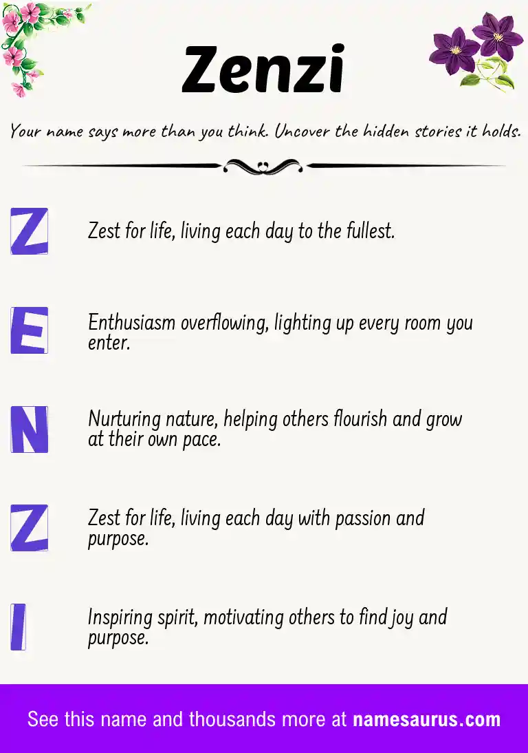 Acrostic poem about Zenzi.