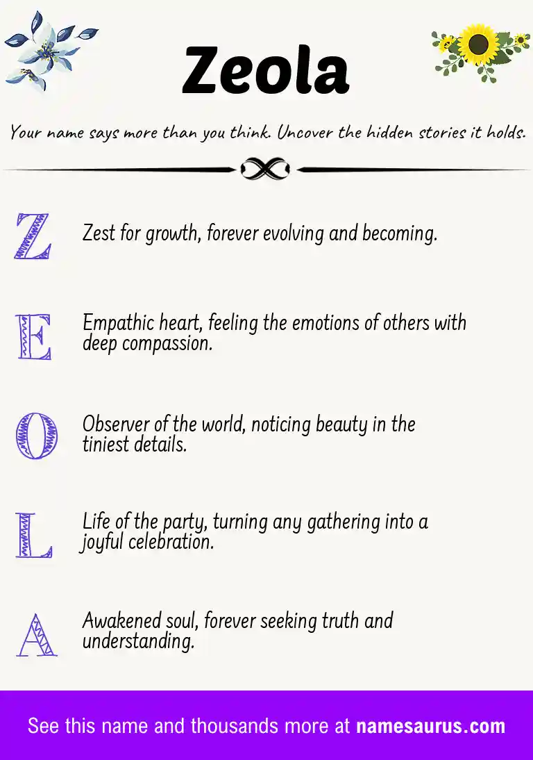 Acrostic poem about Zeola.