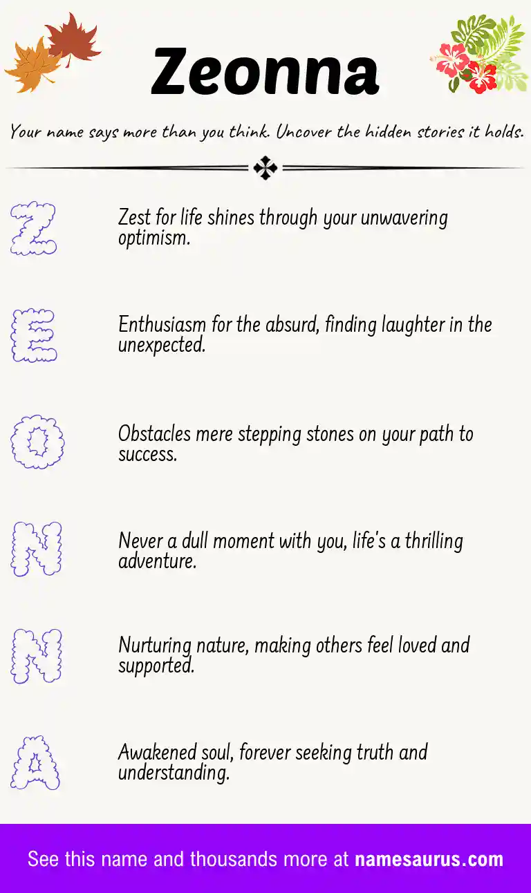 Acrostic poem about Zeonna.
