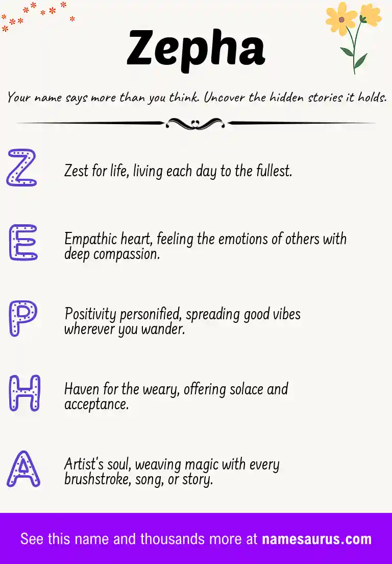 Acrostic poem about Zepha.