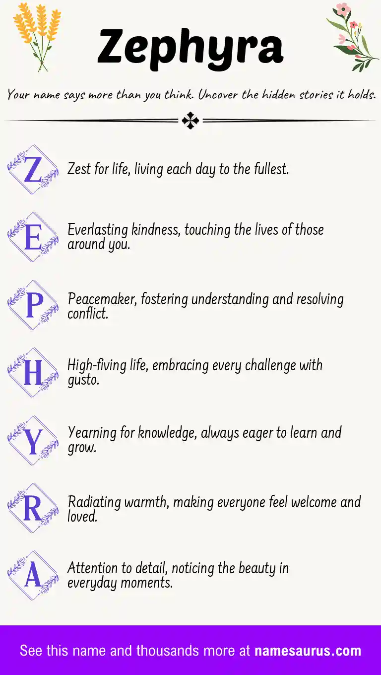 Acrostic poem about Zephyra.