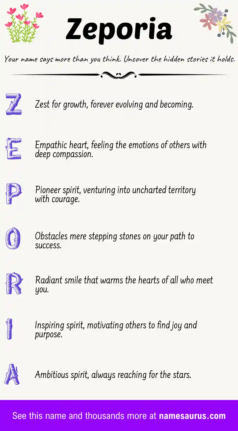 Acrostic poem about Zeporia.