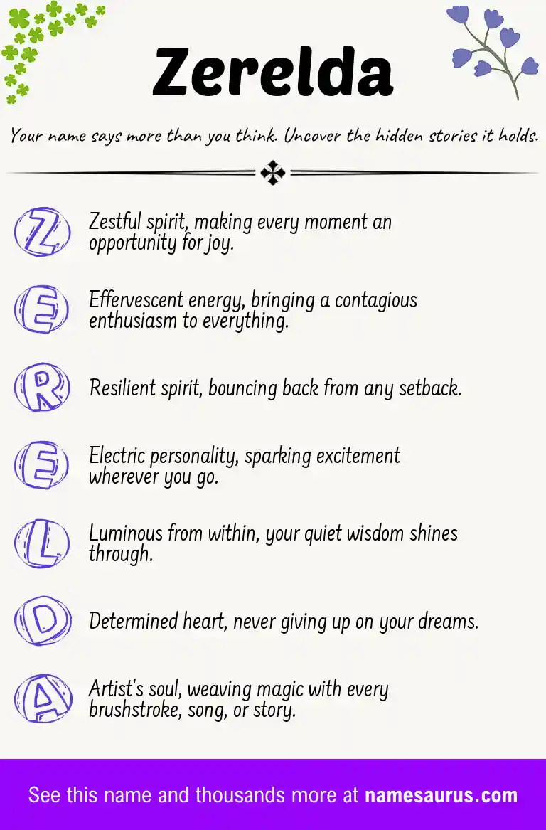 Acrostic poem about Zerelda.