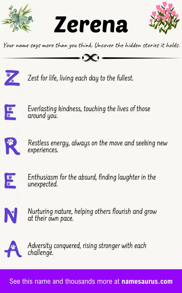 Acrostic poem about Zerena.