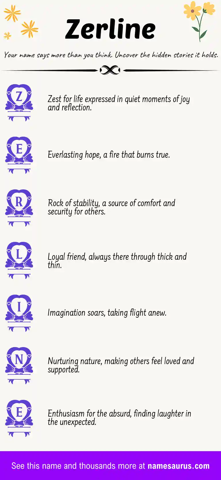 Acrostic poem about Zerline.