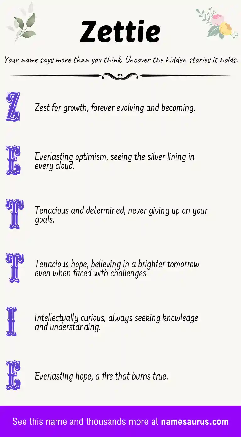 Acrostic poem about Zettie.