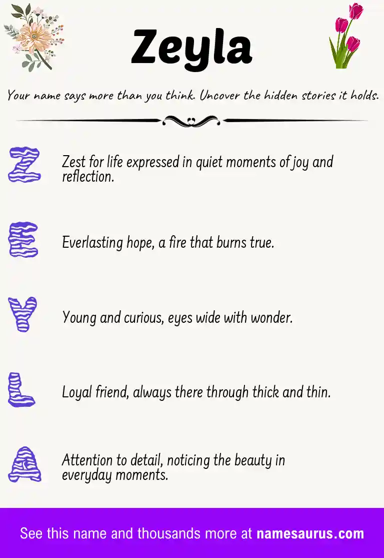 Acrostic poem about Zeyla.