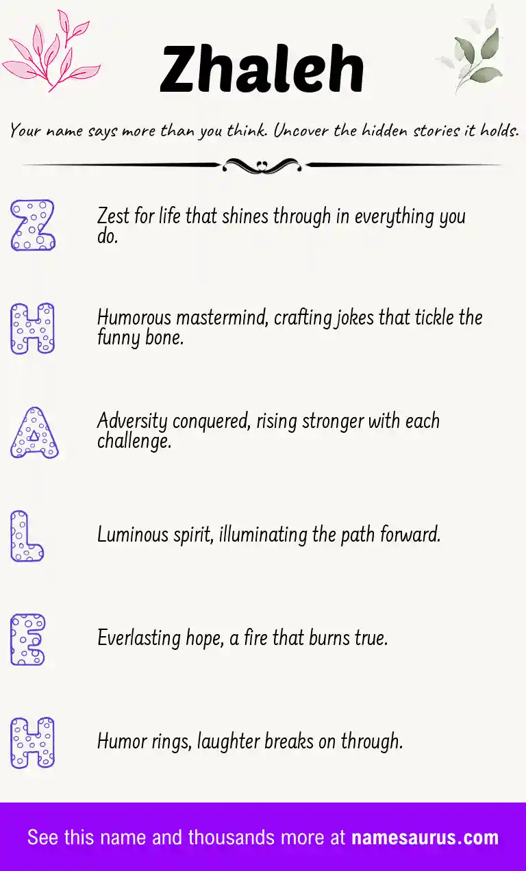 Acrostic poem about Zhaleh.