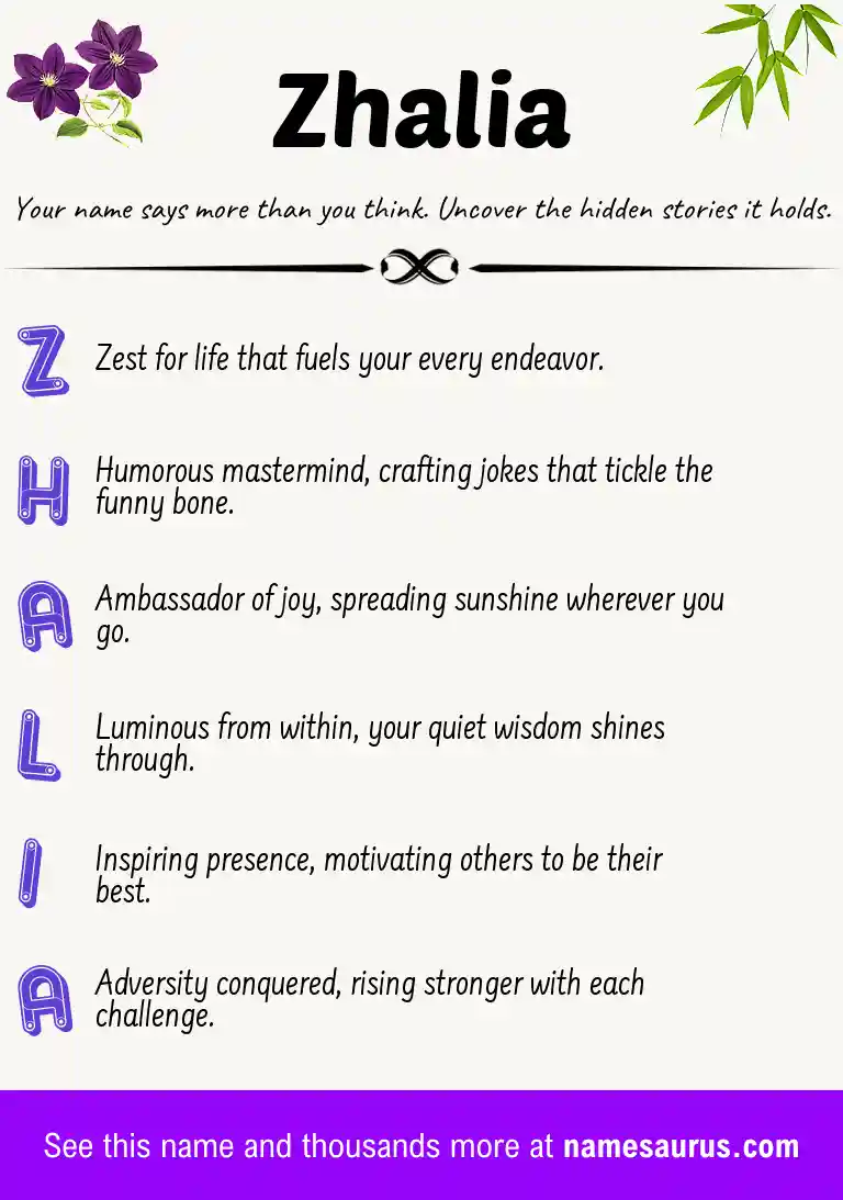 Acrostic poem about Zhalia.
