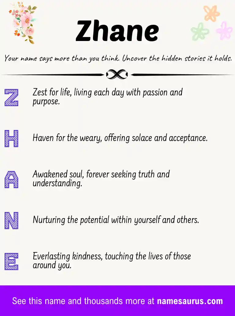 Acrostic poem about Zhane.