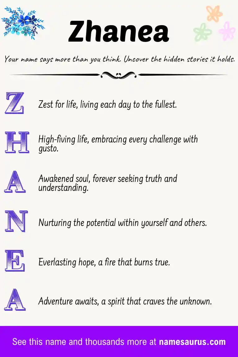 Acrostic poem about Zhanea.