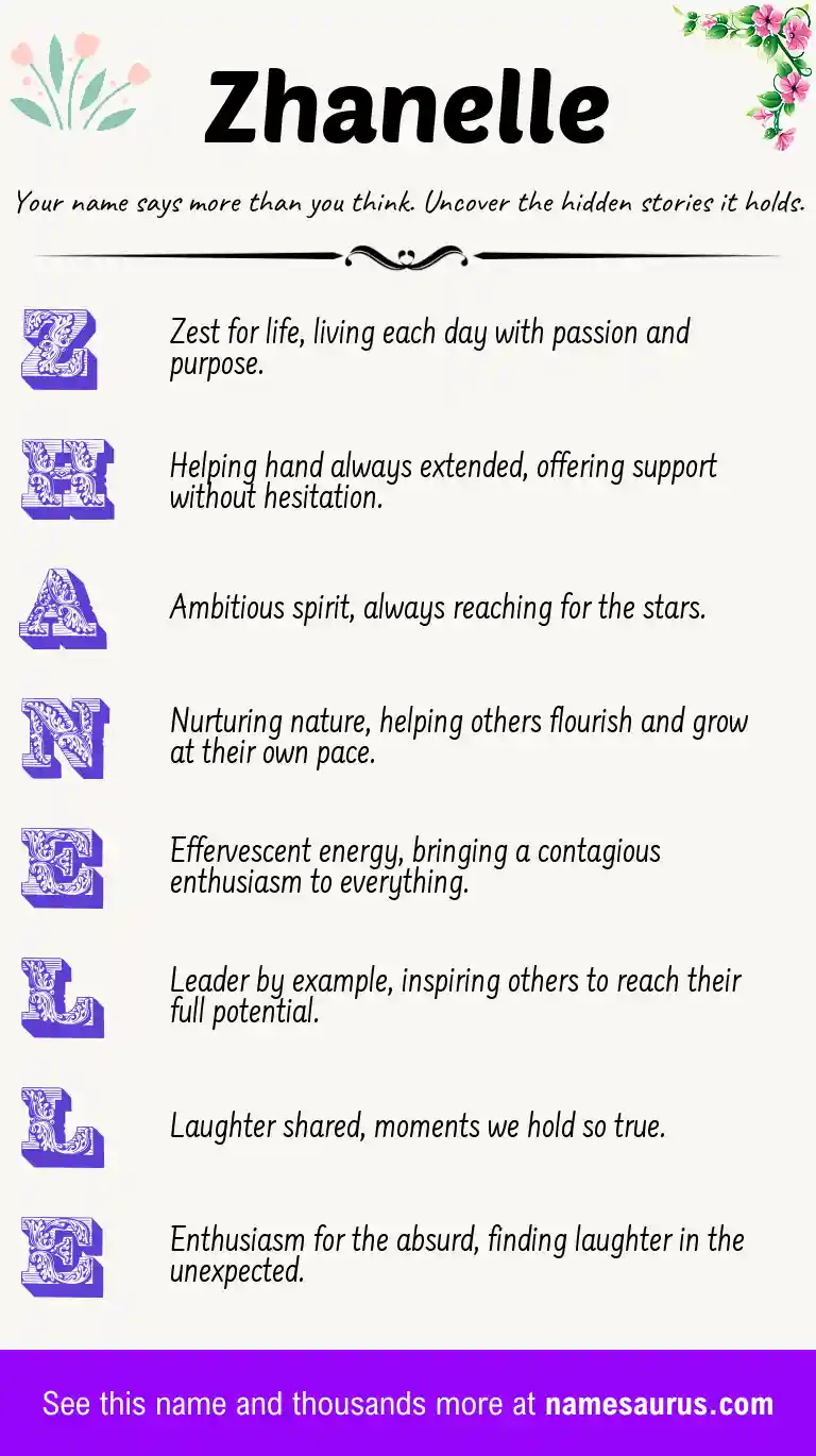 Acrostic poem about Zhanelle.
