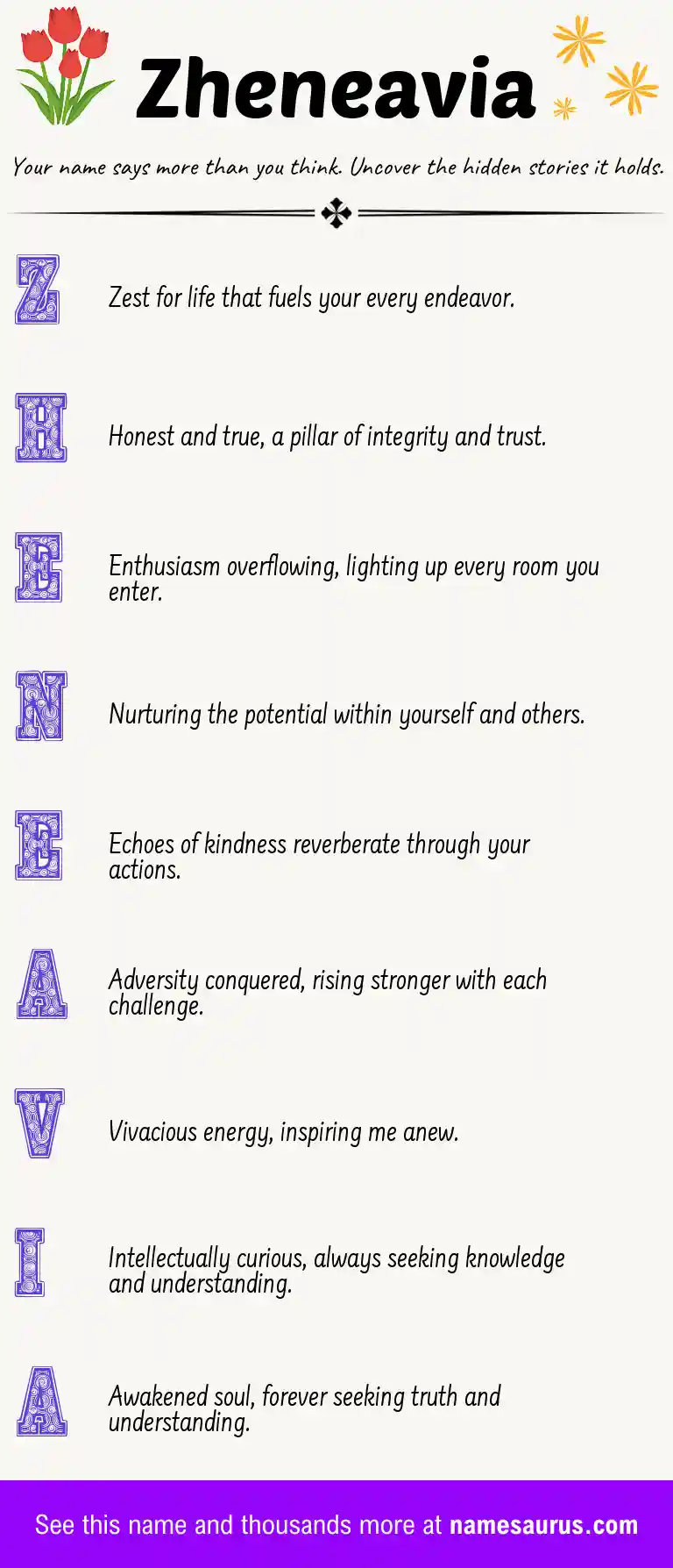 Acrostic poem about Zheneavia.