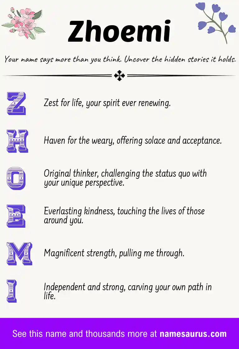 Acrostic poem about Zhoemi.