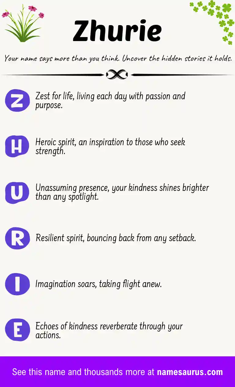 Acrostic poem about Zhurie.