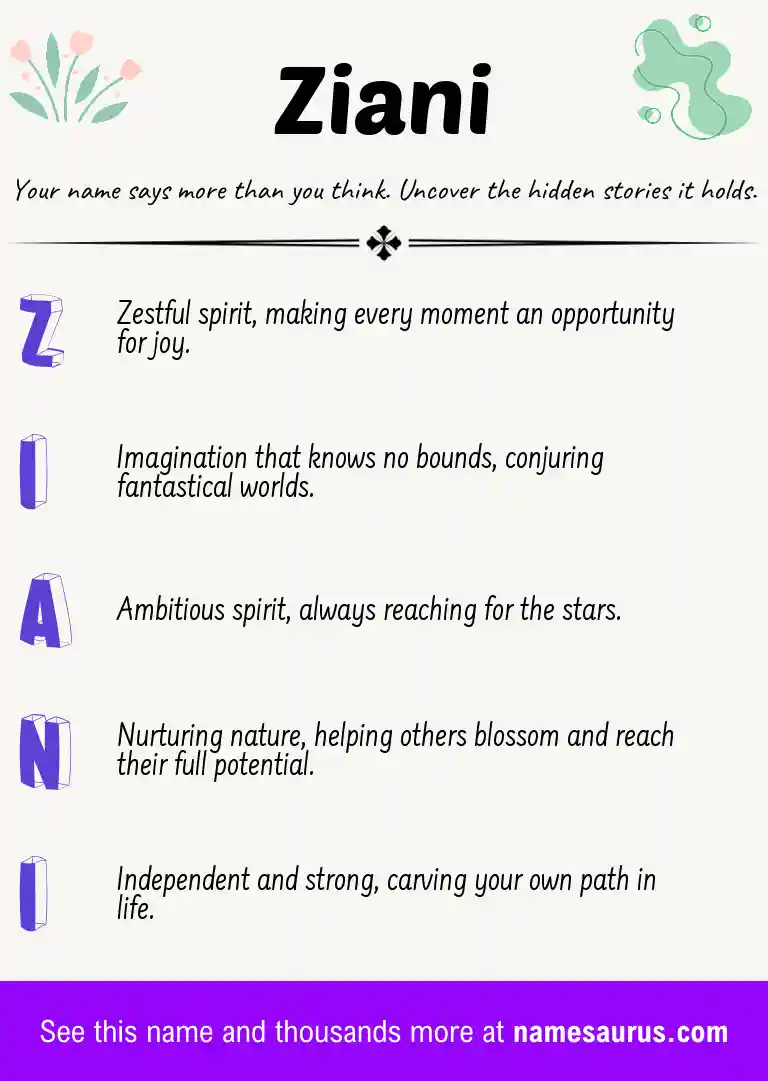 Acrostic poem about Ziani.