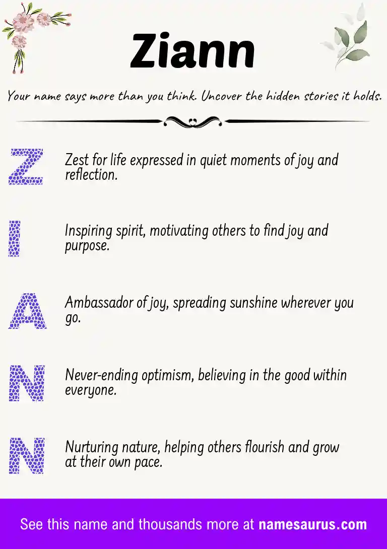 Acrostic poem about Ziann.
