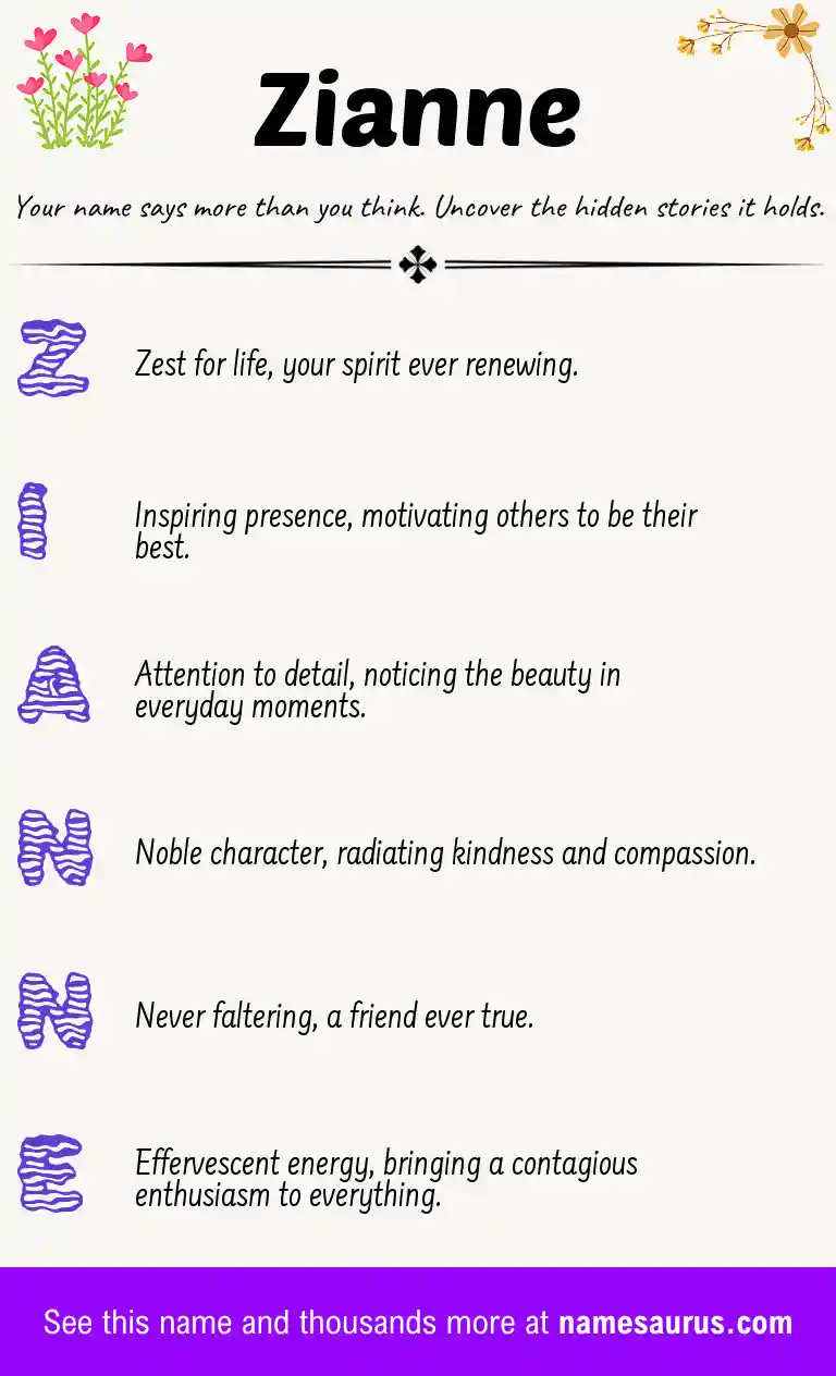 Acrostic poem about Zianne.