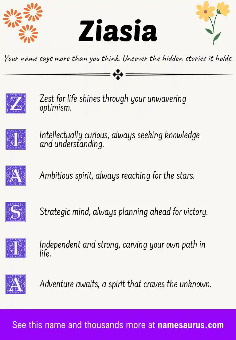 Acrostic poem about Ziasia.