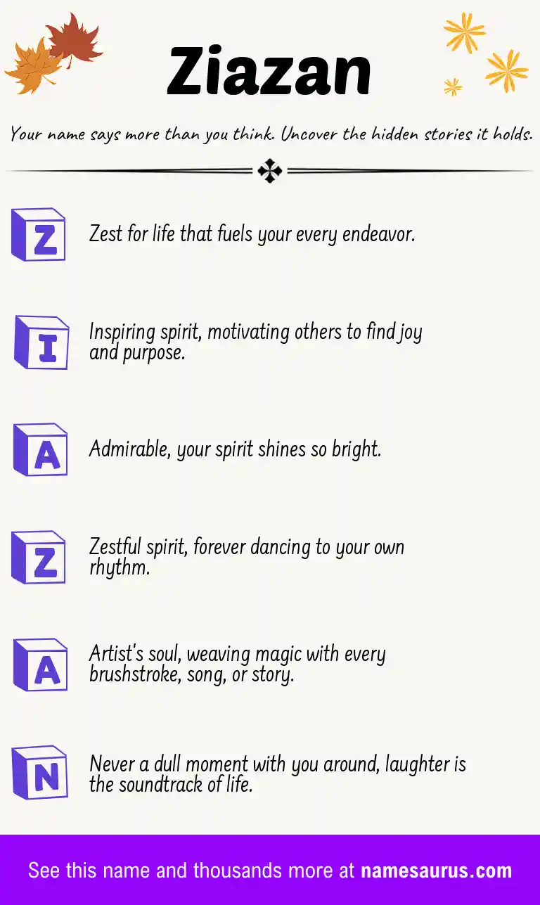 Acrostic poem about Ziazan.