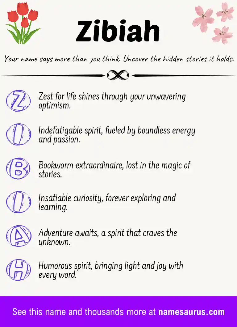 Acrostic poem about Zibiah.