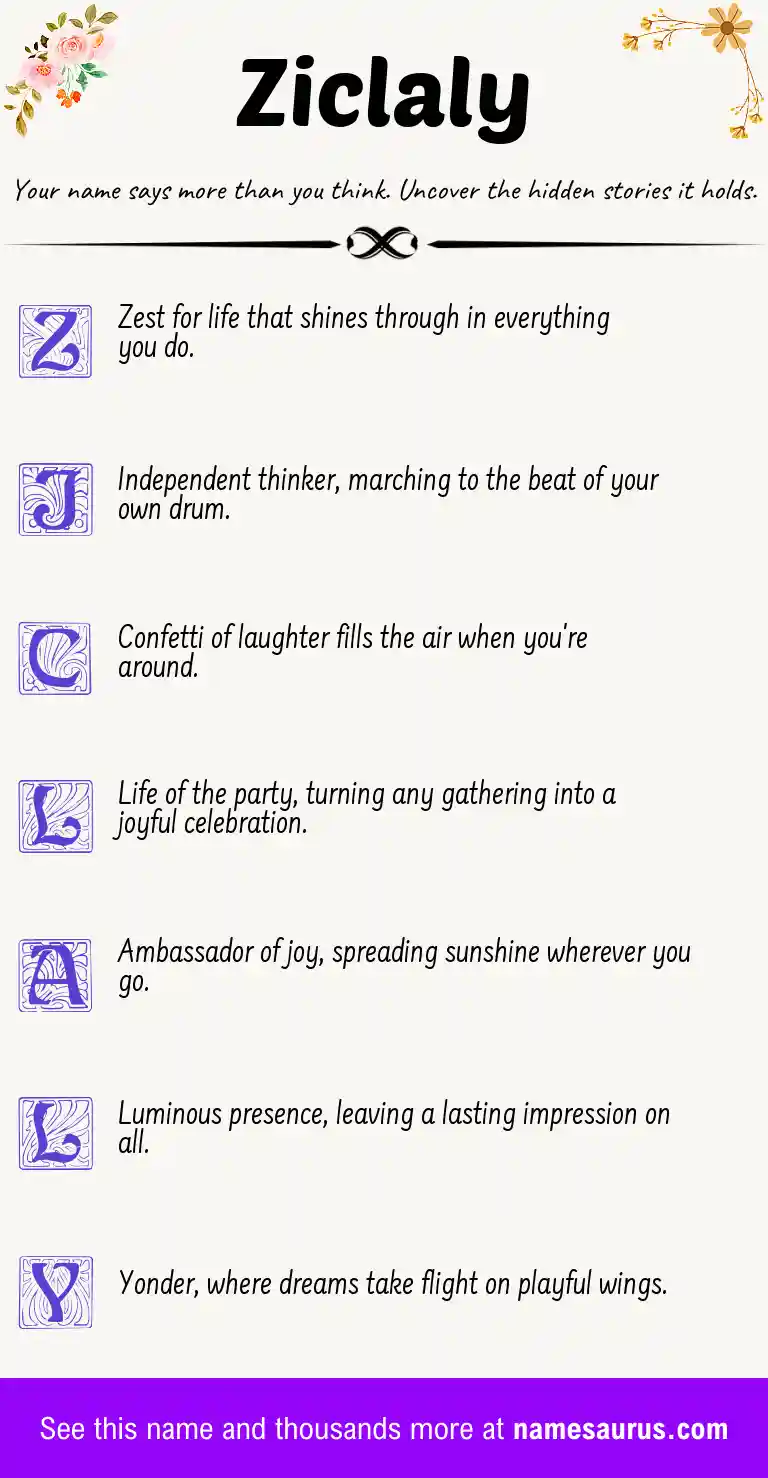 Acrostic poem about Ziclaly.