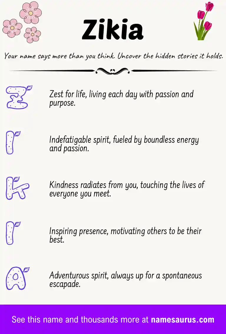 Acrostic poem about Zikia.