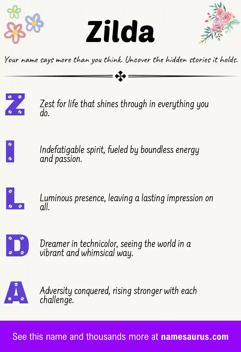 Acrostic poem about Zilda.