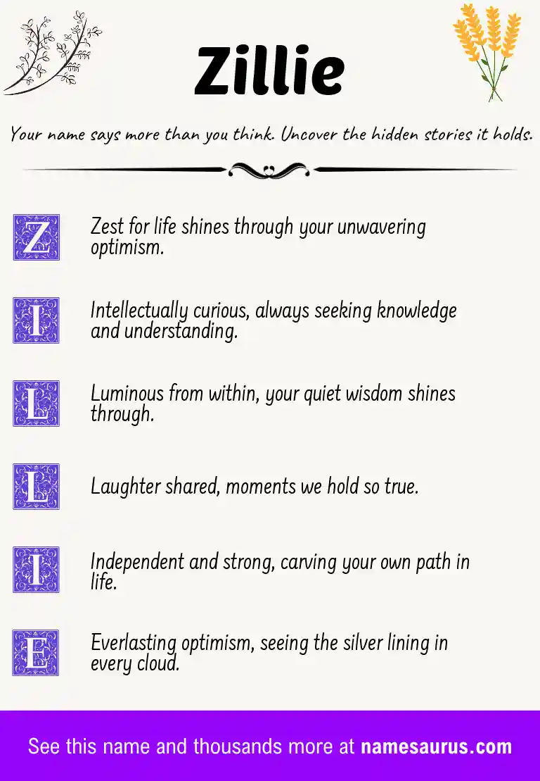 Acrostic poem about Zillie.