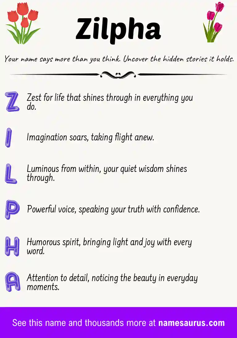 Acrostic poem about Zilpha.