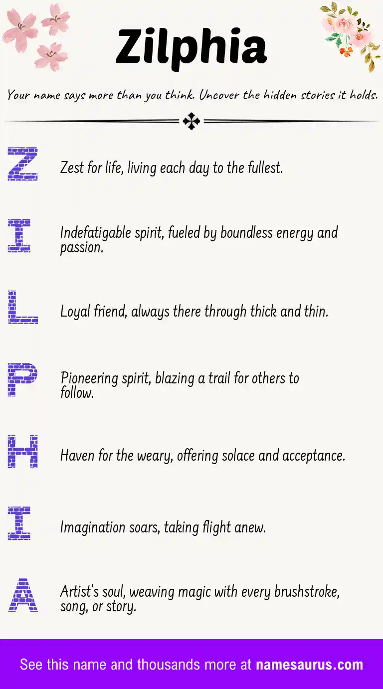 Acrostic poem about Zilphia.