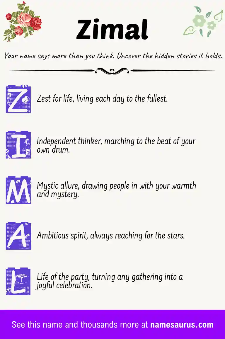 Acrostic poem about Zimal.