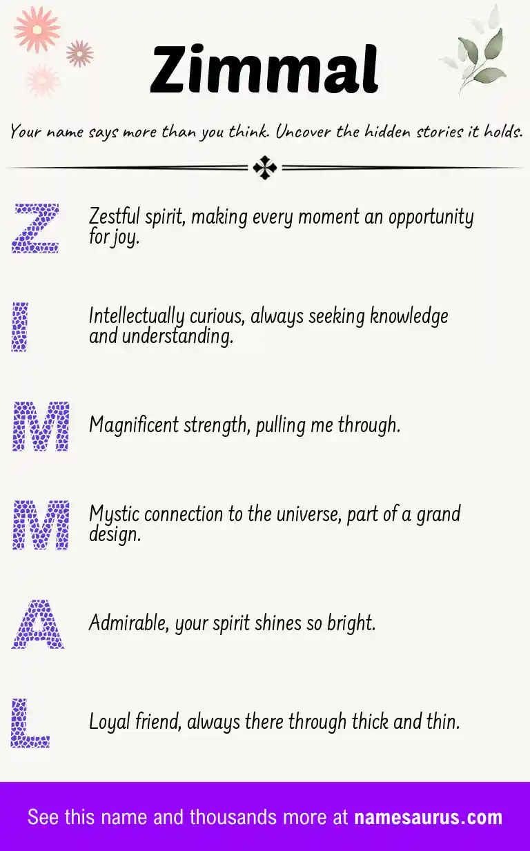Acrostic poem about Zimmal.