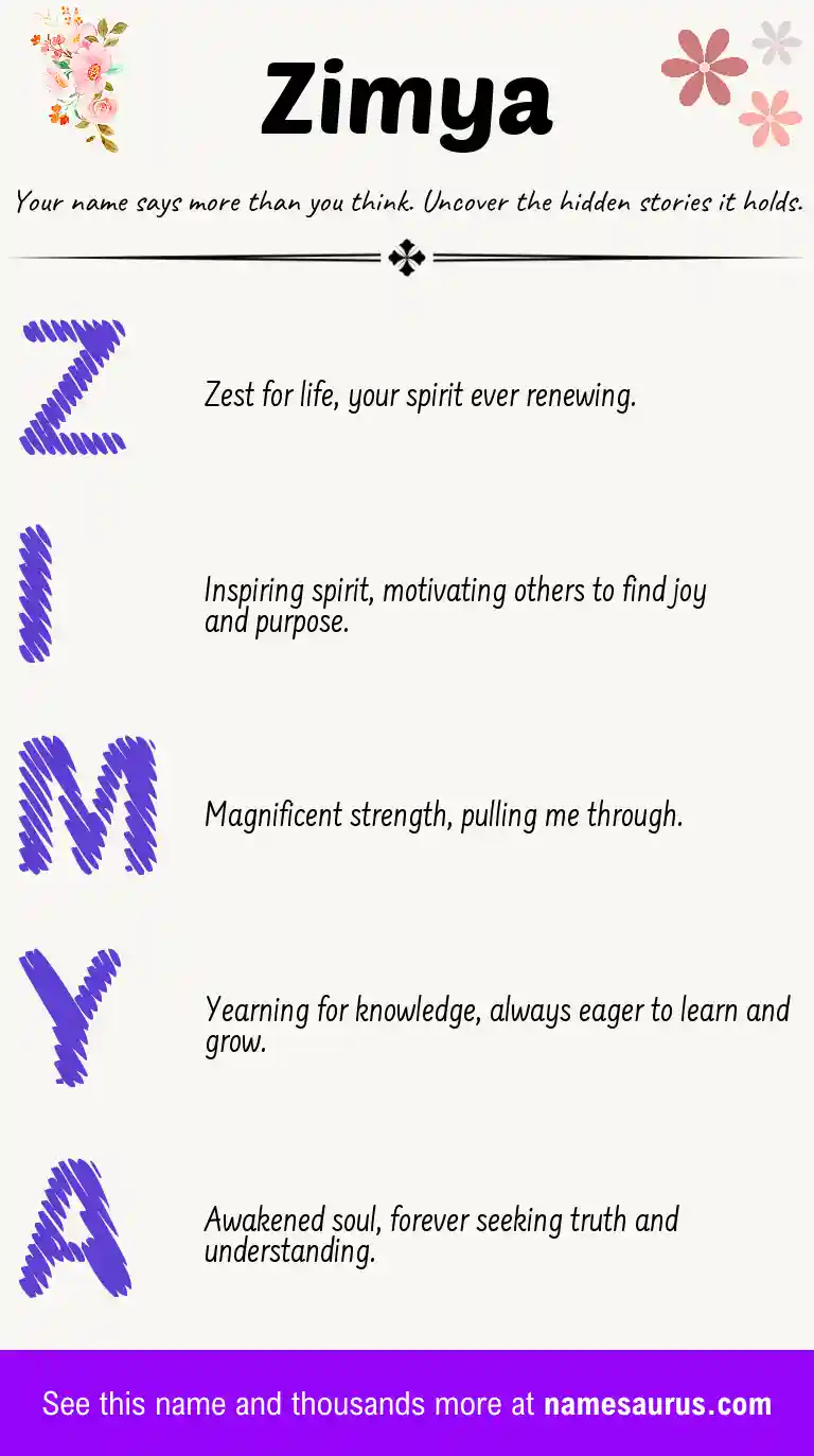 Acrostic poem about Zimya.