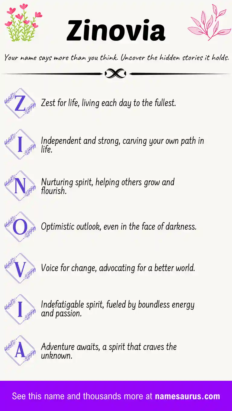 Acrostic poem about Zinovia.