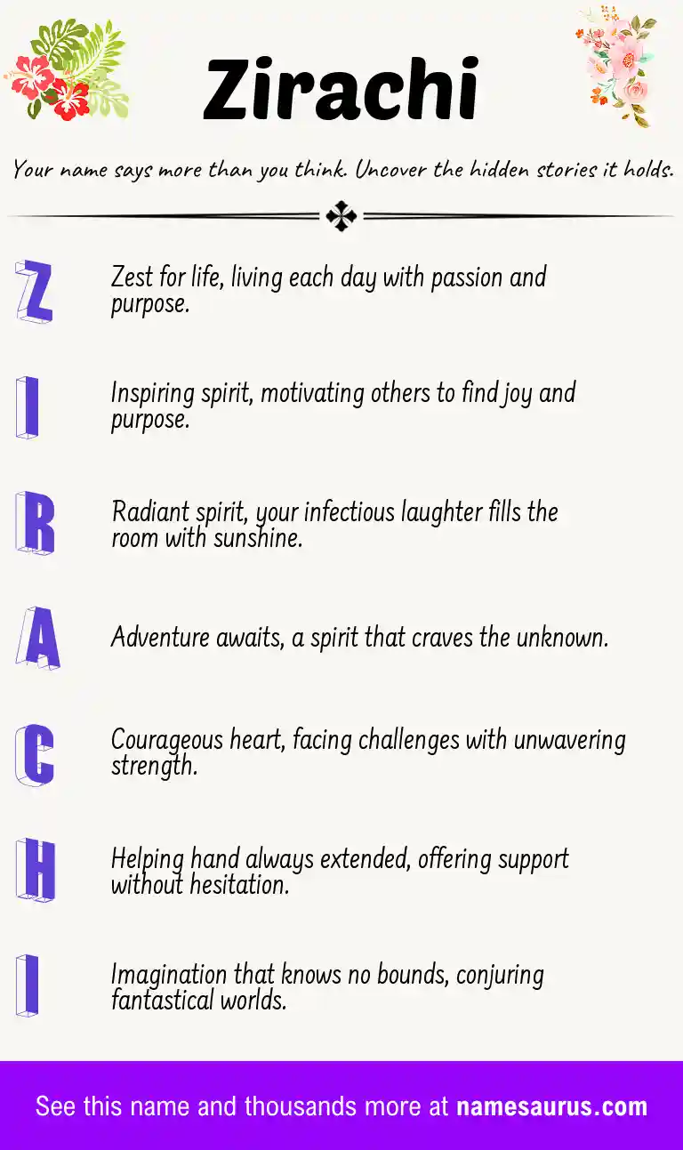 Acrostic poem about Zirachi.