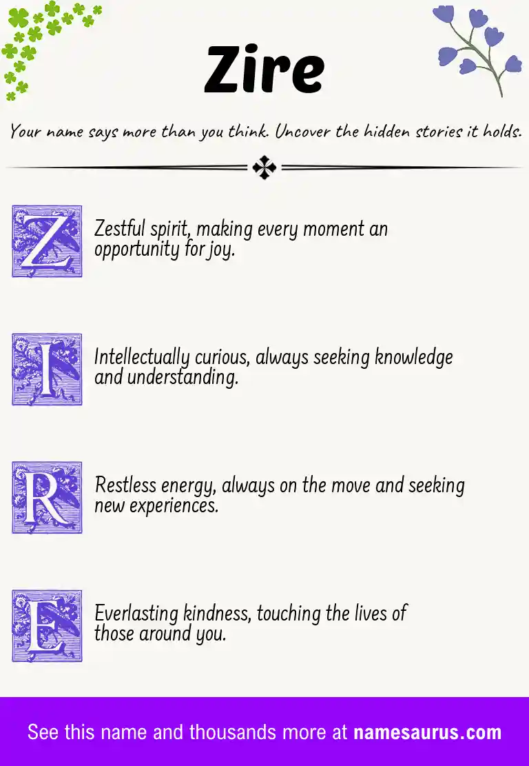Acrostic poem about Zire.