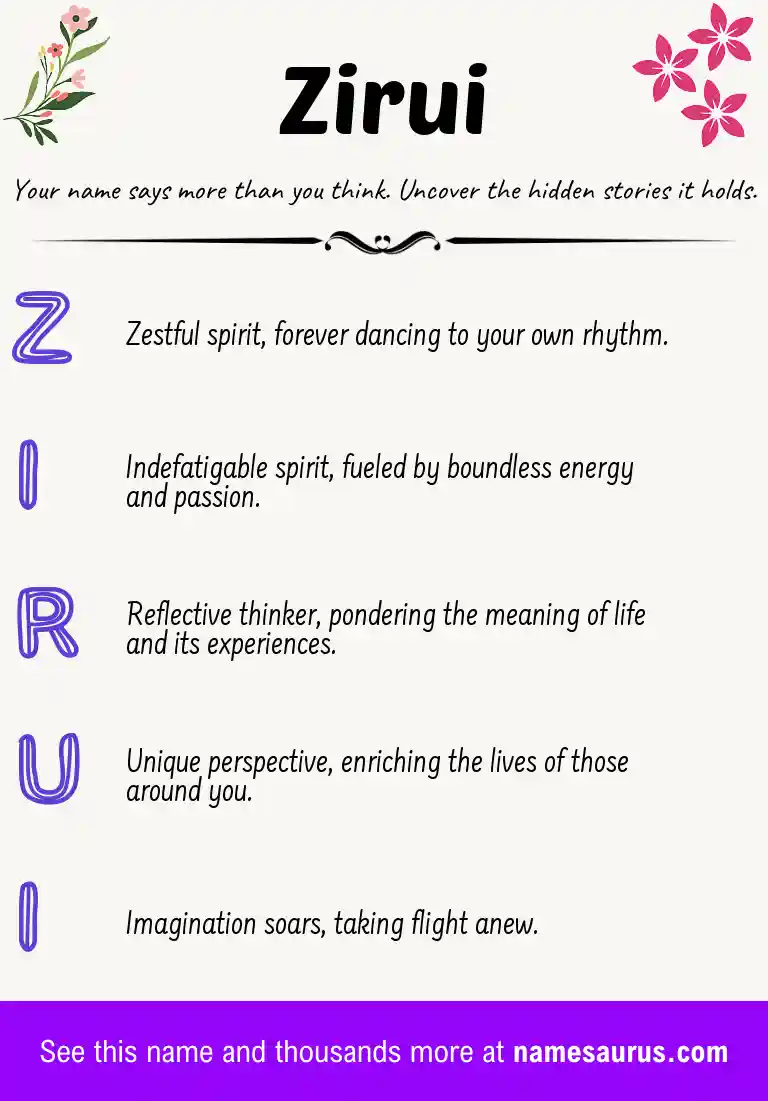 Acrostic poem about Zirui.