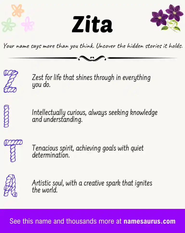 Acrostic poem about Zita.