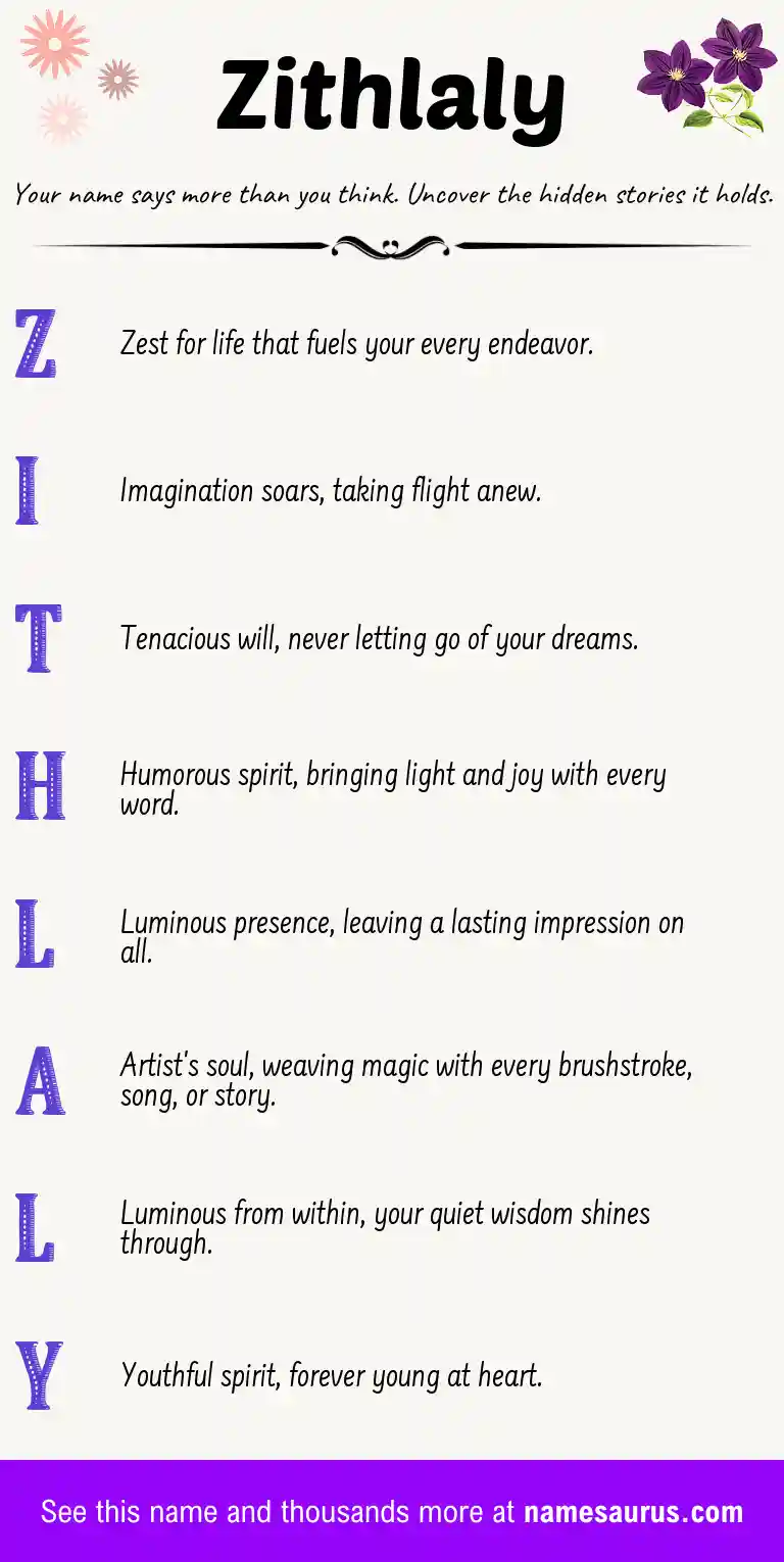 Acrostic poem about Zithlaly.