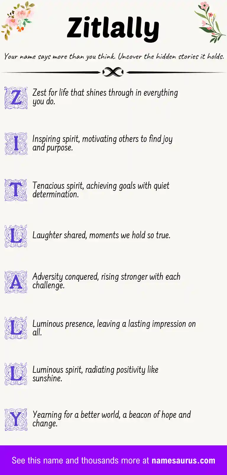 Acrostic poem about Zitlally.