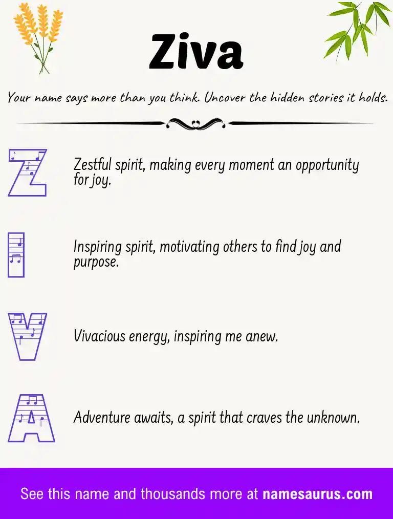 Acrostic poem about Ziva.