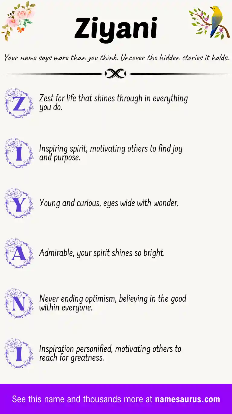Acrostic poem about Ziyani.