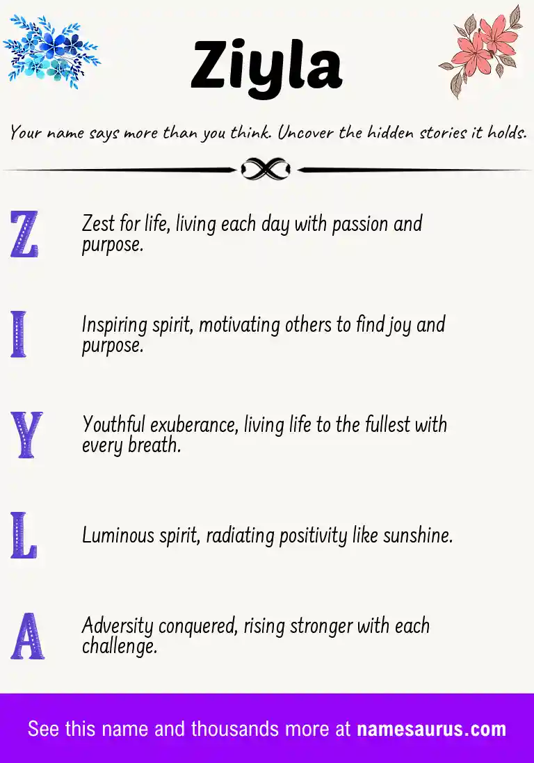 Acrostic poem about Ziyla.