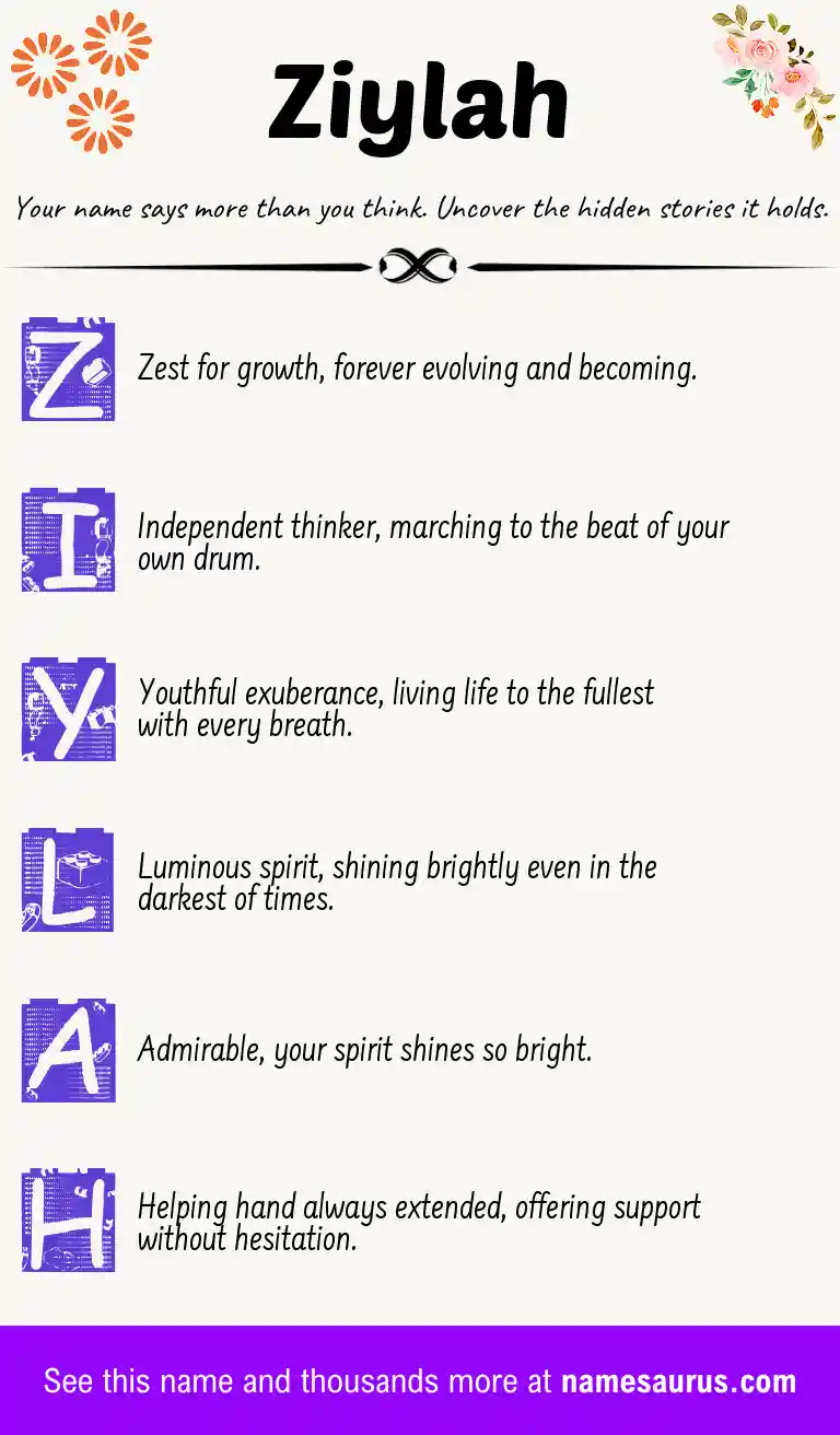 Acrostic poem about Ziylah.