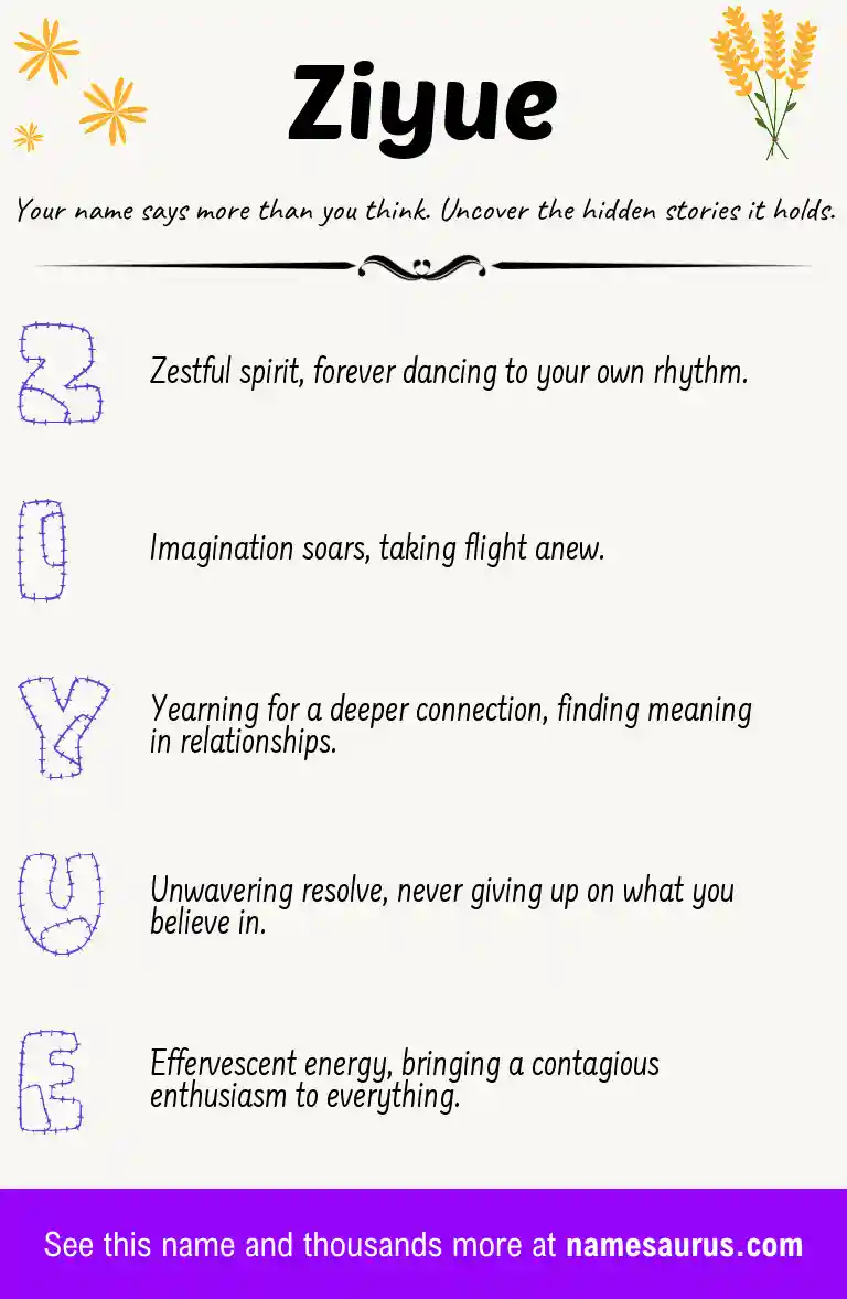 Acrostic poem about Ziyue.