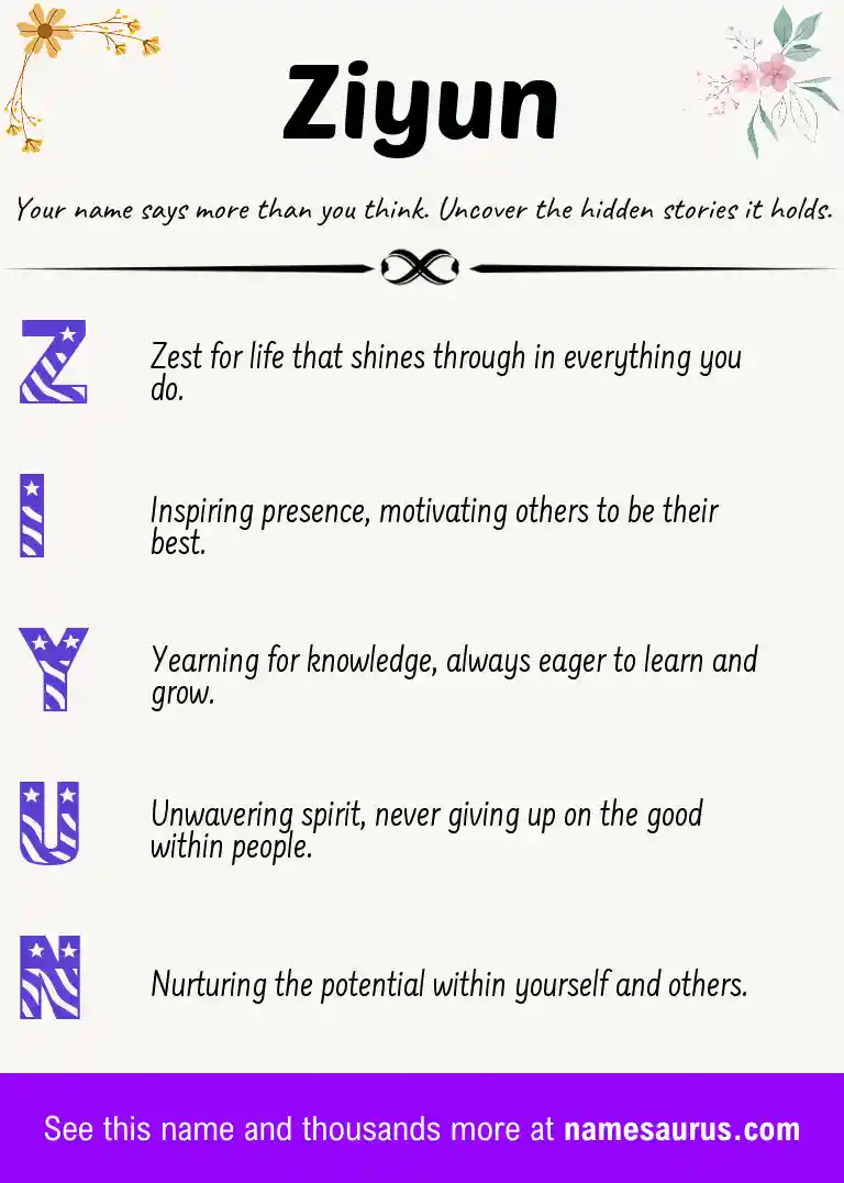 Acrostic poem about Ziyun.